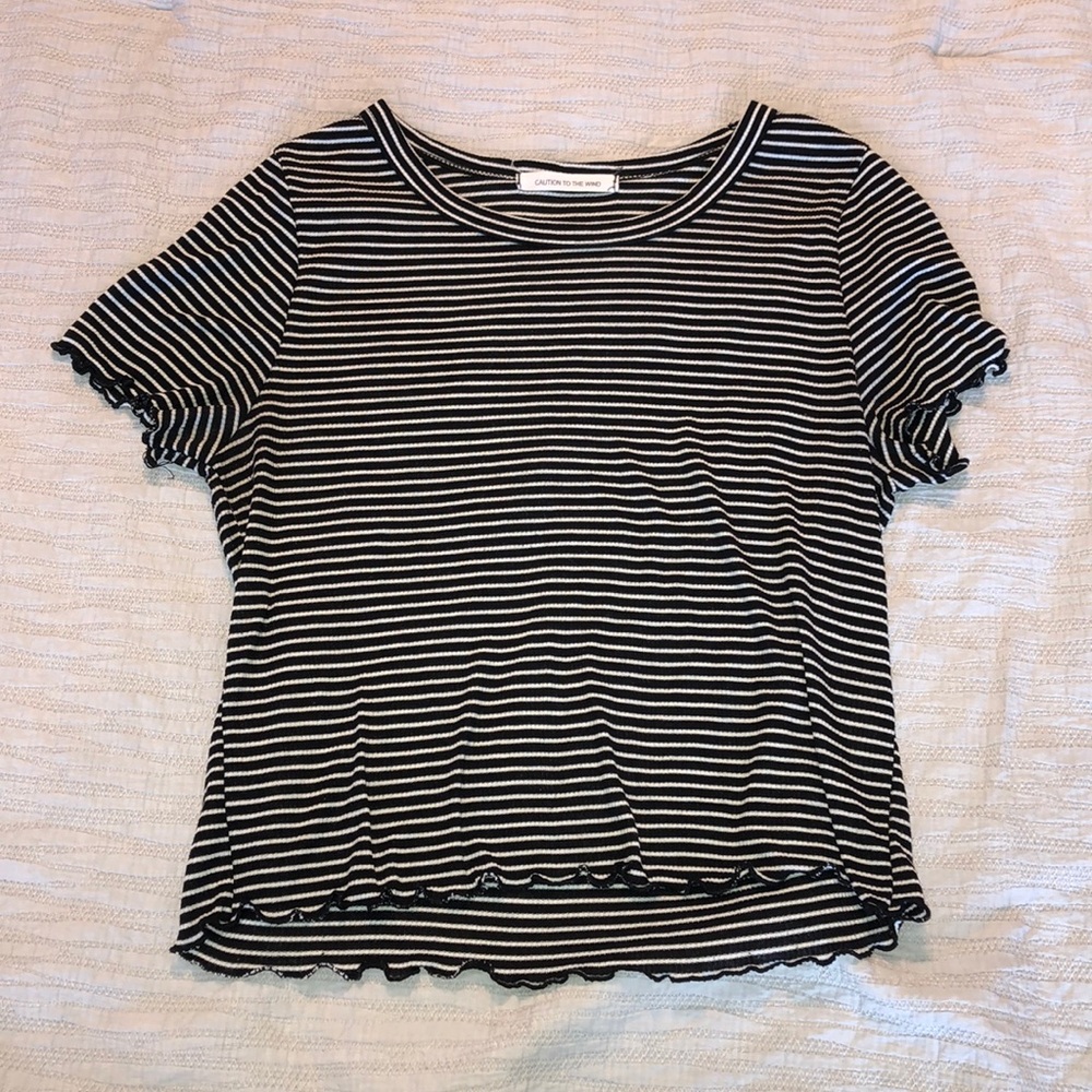 Black and white strip crop top